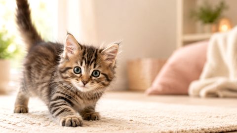 Tiny kitten resting safely indoors for a 1 month old kitten guide