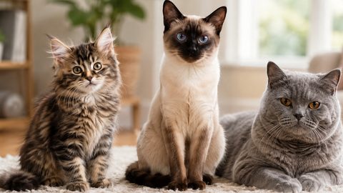 Young adult cat sitting indoors for a 1 year old cat guide
