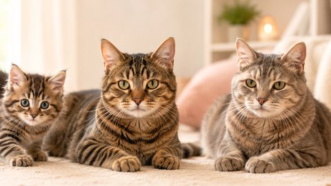 Peaceful cat resting on a soft blanket on the Kitten Years privacy page